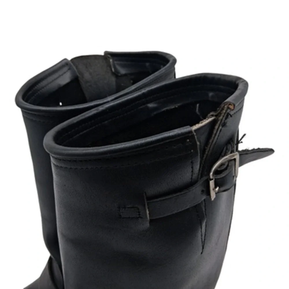 Double H H Leather Biker Boots Womens 9.5 E Black Harness Mid Calf Motorcycle_5